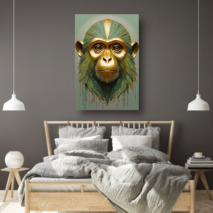 Gouden Aap met Kleurrijke Abstracte Achtergrond canvas