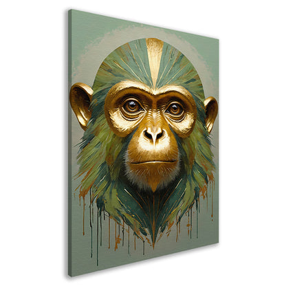 Gouden Aap met Kleurrijke Abstracte Achtergrond canvas