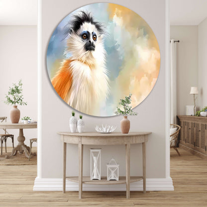 Prachtige digitale kunst van een unieke aap aluminium muurcirkel