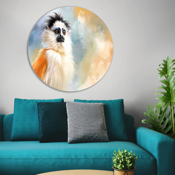 Prachtige digitale kunst van een unieke aap aluminium muurcirkel