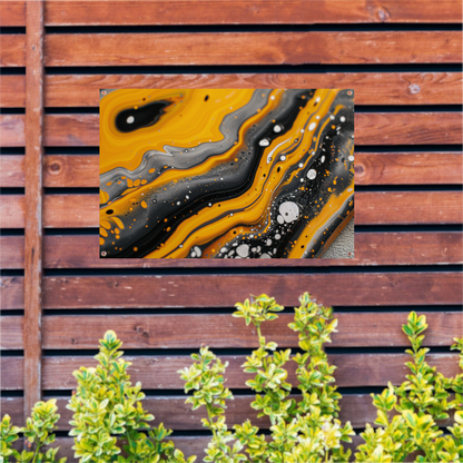 Abstracte schilderij met dynamische kleurenexplosie tuinposter