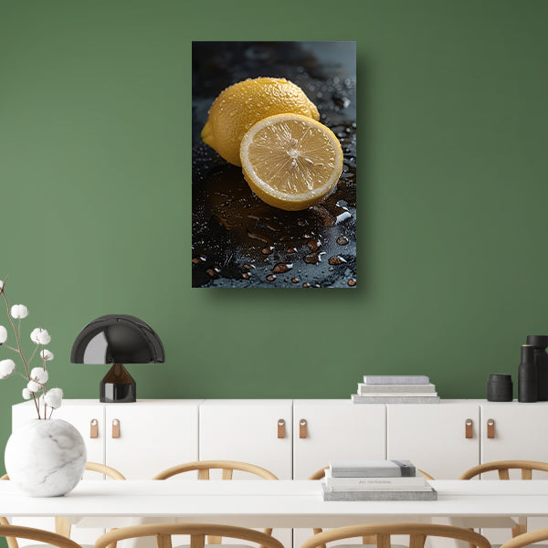 Close-up van een Citroen met Waterdruppels canvas
