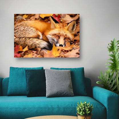 Slapende vos in herfstkleuren   poster