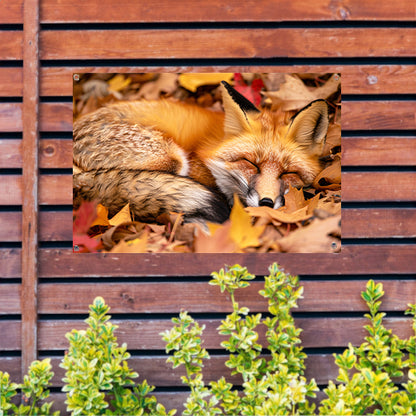 Slapende vos in herfstkleuren   tuinposter