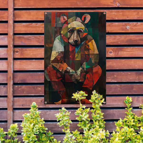 Abstract Kubistische Beer in Kleur tuinposter