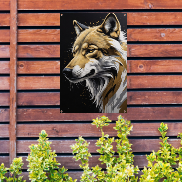 Gouden Blik - Portret van een Wolf tuinposter