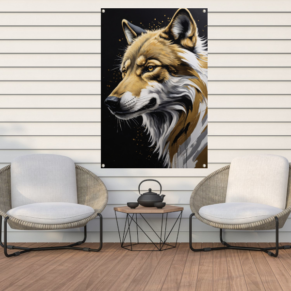 Gouden Blik - Portret van een Wolf tuinposter