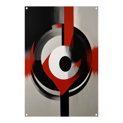 Monochromatische Dynamiek met Rode Accenten tuinposter