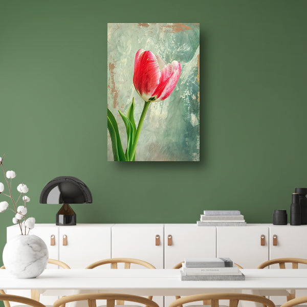 Realistische schildering van een mooie tulp canvas