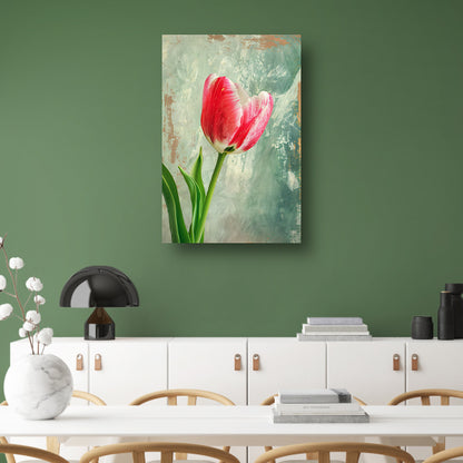 Realistische schildering van een mooie tulp canvas