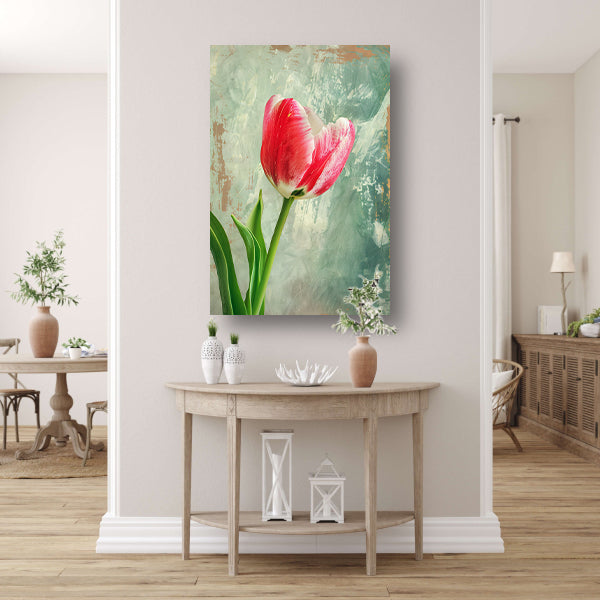 Realistische schildering van een mooie tulp canvas