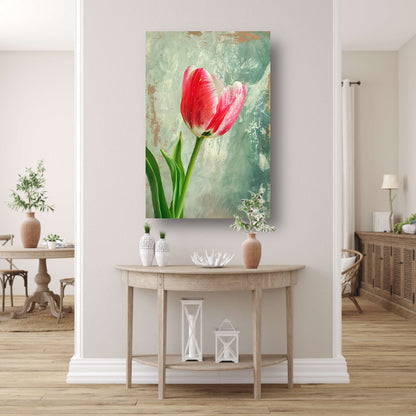 Realistische schildering van een mooie tulp canvas