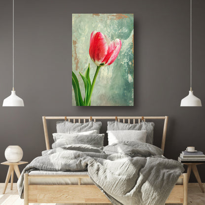 Realistische schildering van een mooie tulp canvas