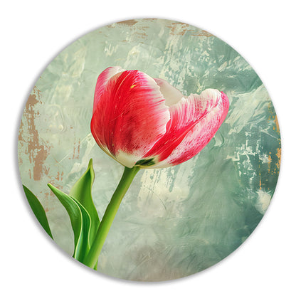Realistische schildering van een mooie tulp aluminium muurcirkel