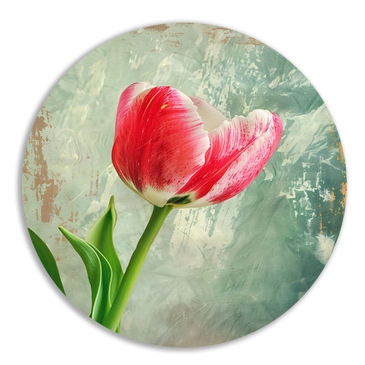 Realistische schildering van een mooie tulp aluminium muurcirkel