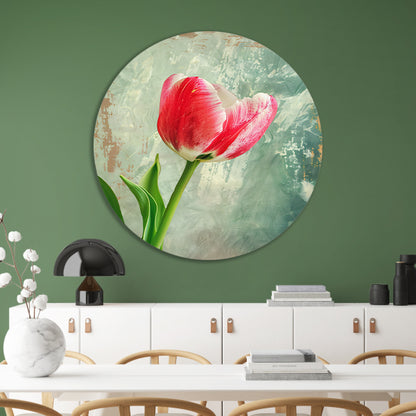 Realistische schildering van een mooie tulp aluminium muurcirkel