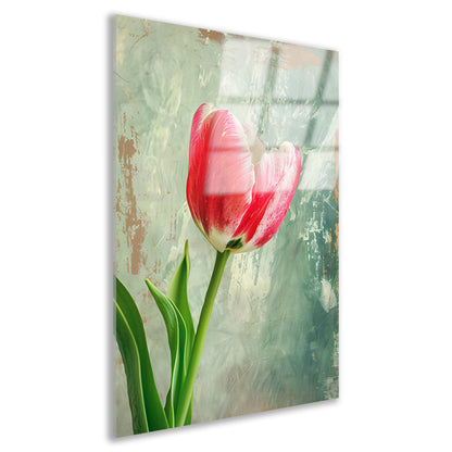 Realistische schildering van een mooie tulp acrylglas