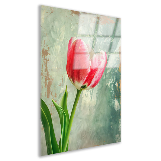 Realistische schildering van een mooie tulp acrylglas
