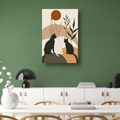 Silhouet van Katten en Planten in Harmonie acrylglas
