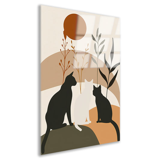 Silhouet van Katten en Planten in Harmonie acrylglas
