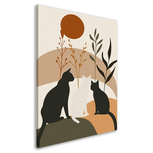 Silhouet van Katten en Planten in Harmonie canvas