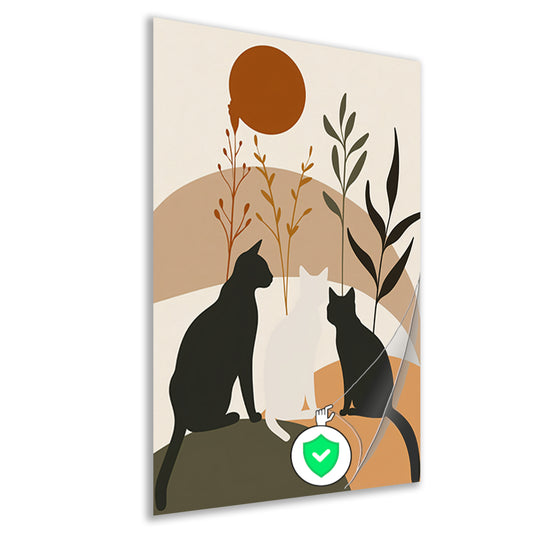 Silhouet van Katten en Planten in Harmonie poster