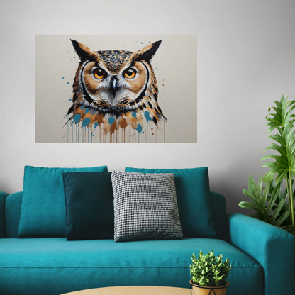 De Wijze Uil - Modern Kunstwerk poster