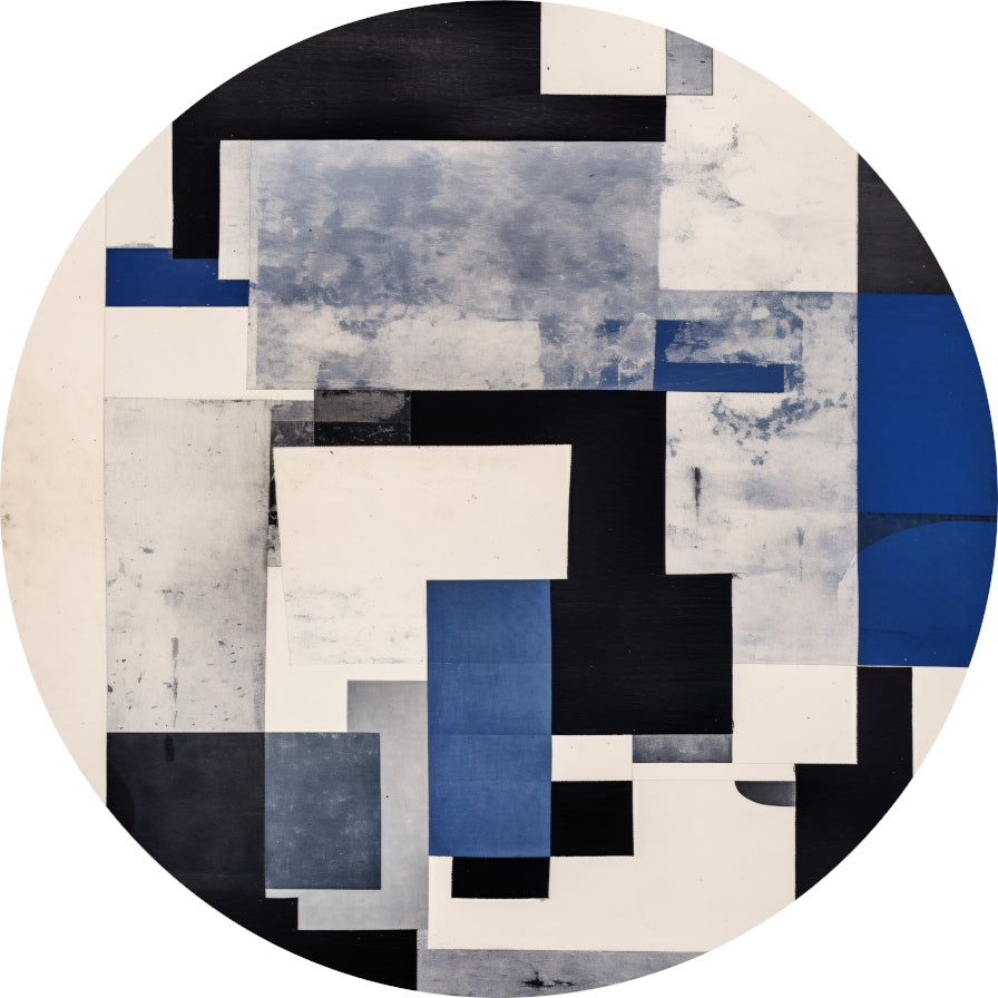 Balans in Blauw en Monochroom forex muurcirkel
