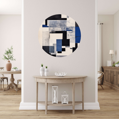 Balans in Blauw en Monochroom aluminium muurcirkel