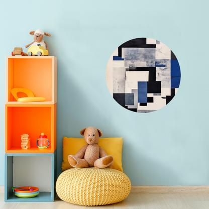 Balans in Blauw en Monochroom aluminium muurcirkel