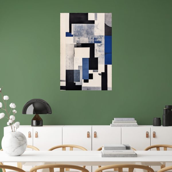 Balans in Blauw en Monochroom poster