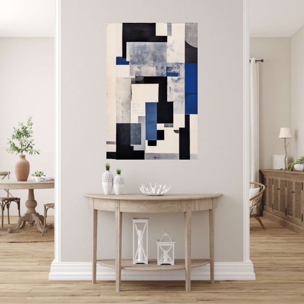 Balans in Blauw en Monochroom poster