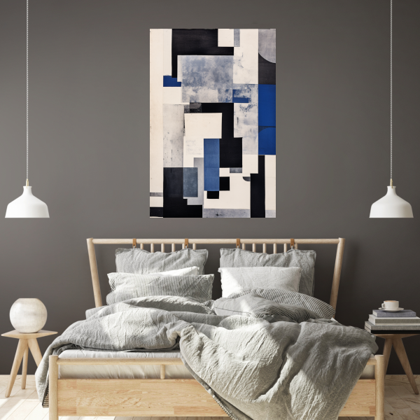 Balans in Blauw en Monochroom poster