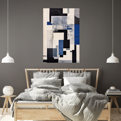 Balans in Blauw en Monochroom poster