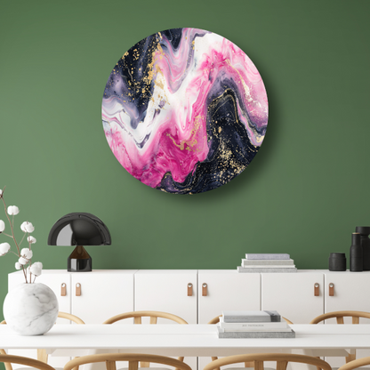 Dynamische Roze en Gouden Marmer Suggestie forex muurcirkel