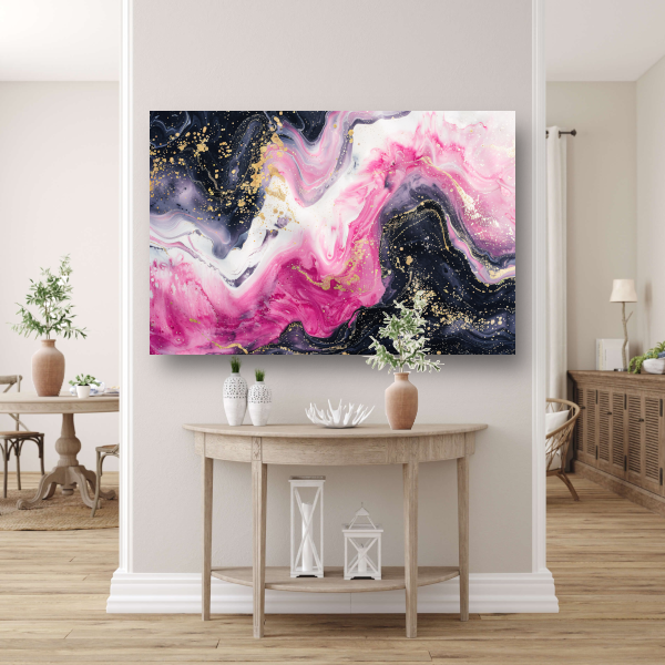 Dynamische Roze en Gouden Marmer Suggestie canvas