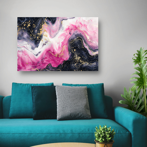 Dynamische Roze en Gouden Marmer Suggestie canvas