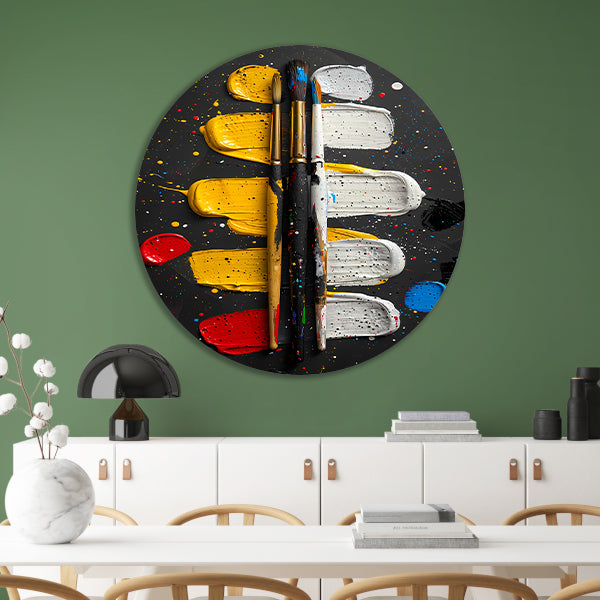 Abstract Expressie met Verf en Kwasten forex muurcirkel