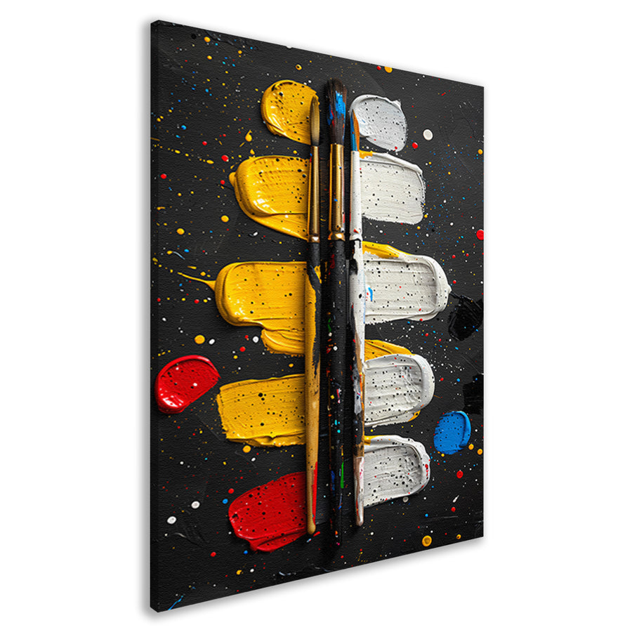 Abstract Expressie met Verf en Kwasten canvas