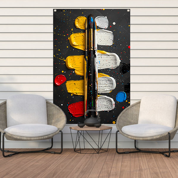 Abstract Expressie met Verf en Kwasten tuinposter