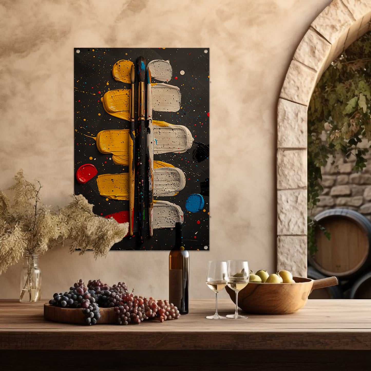 Abstract Expressie met Verf en Kwasten tuinposter