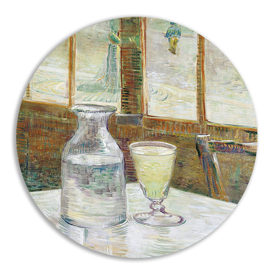 Cafétafel met absint - Vincent van Gogh aluminium muurcirkel