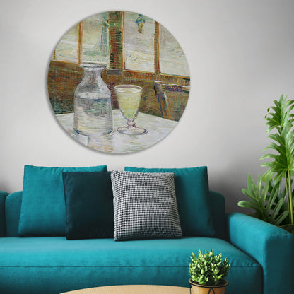 Cafétafel met absint - Vincent van Gogh aluminium muurcirkel