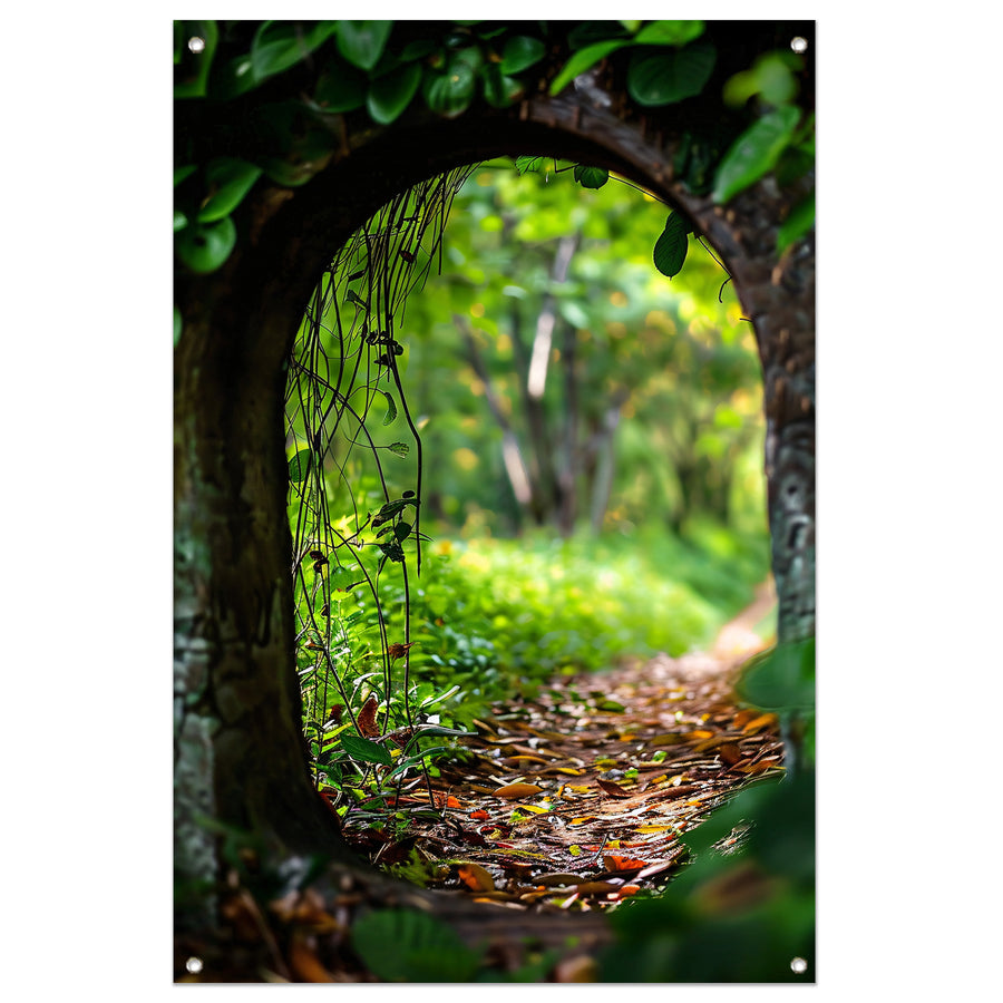 Verborgen Pad in het Zonovergoten Bos tuinposter