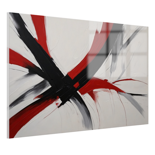 Dynamisch Minimalisme in Rood en Zwart acrylglas
