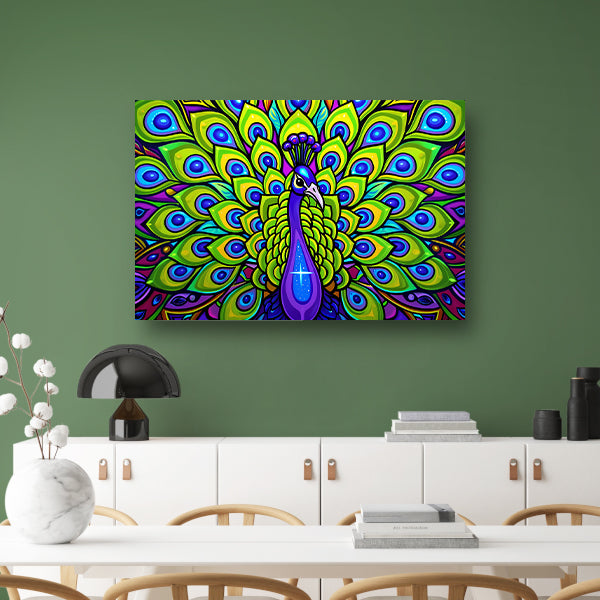 Kleurrijke pop art pauw schilderijposter