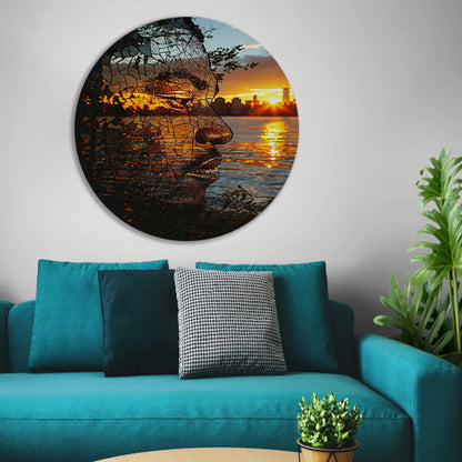 Silhouet tegen zonsondergang in gebroken glas forex muurcirkel