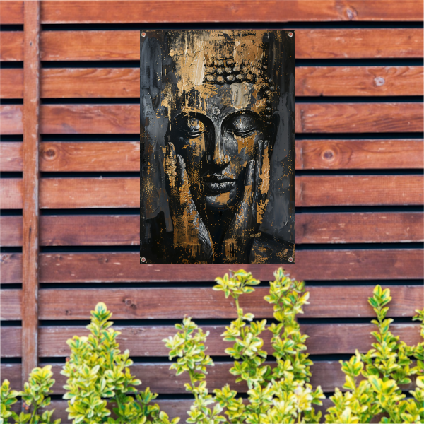 Moderne Interpretatie van een Gouden Boeddha tuinposter