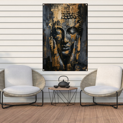 Moderne Interpretatie van een Gouden Boeddha tuinposter