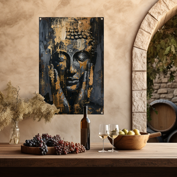 Moderne Interpretatie van een Gouden Boeddha tuinposter